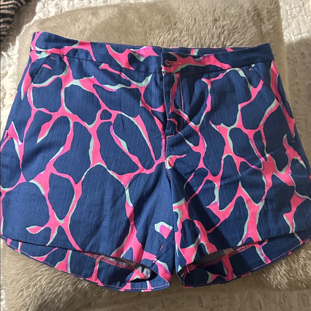 Lilly Pulitzer Vibrant Blue and Pink Athletic Shorts